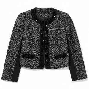 Michael Simon Jacket Black Lace Beaded Evening Party Petite L